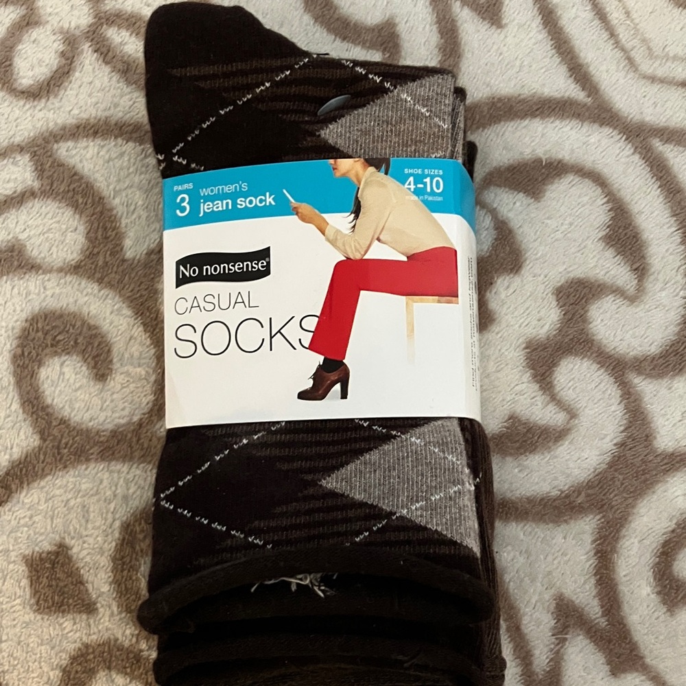 No Nonsense Women's Black and Gray Casual Socks